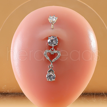 316L Surgical Stainless Steel Micro Pave Clear Cubic Zirconia Belly Rings FS-WG9E32A-07-1