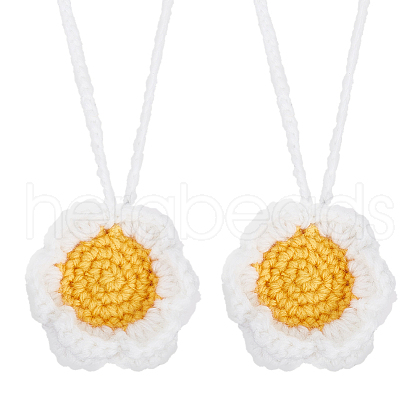 Sunflower Wool Braided Pendant Decorations AJEW-WH0258-857A-1