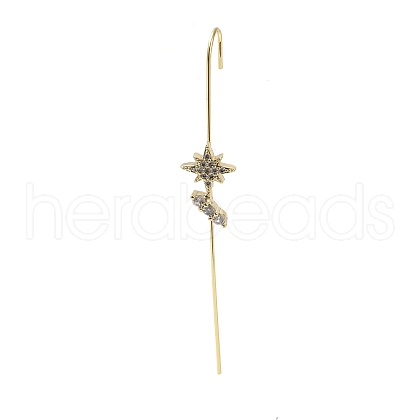 Brass Crystal Rhinestone Ear Wrap Crawler Hook Earrings for Women EJEW-C097-04G-03-1