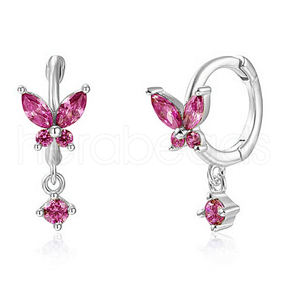 S925 Silver Butterfly Ear Cuffs with Multicolor Zirconia CY9476-4-1