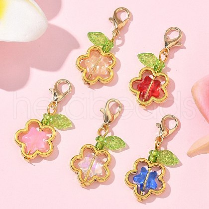 Star Alloy & Glass Pendant Decorations HJEW-JM03274-01-1
