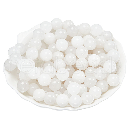  Round Natural White Jade Beads Strands G-NB0005-14A-1