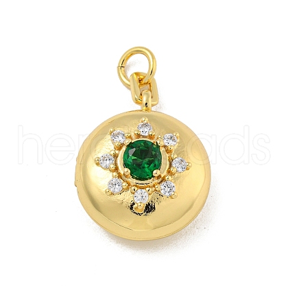 Brass Cubic Zirconia Locket Pendants X-KK-N254-93D-G-1