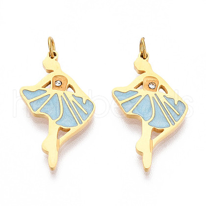 304 Stainless Steel Enamel Pendants STAS-N115-01C-G-1