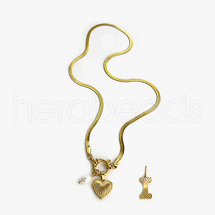 304 Stainless Steel Letter and Heart Pendant Necklaces for Women FS-WG694DF-09-1