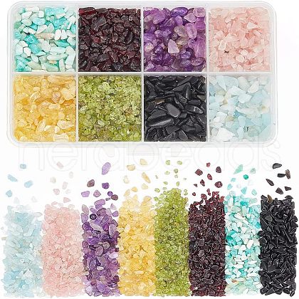  96~120G 8 Style Natural Mixed Gemstone Chip Beads G-NB0002-34-1