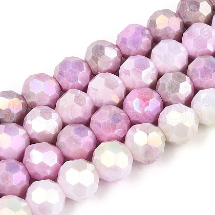 Electroplate Glass Beads Strands EGLA-T021-8mm-15-05-1