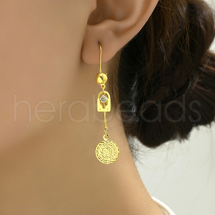 Fashionable Classic Flat Round Brass Tassel Hoop Earrings EH8796-1