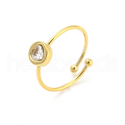Mother's Day Rings 304 Stainless Steel Heart Open Cuff Ring RJEW-C062-02G-1