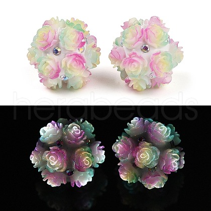 Acrylic Handmade Luminous Polymer Clay Rhinestone Beads CLAY-H003-06A-1