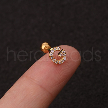 316L Surgical Stainless Steel Micro Pave Clear Cubic Zirconia Cartilage Earrings WG3A850-14-1
