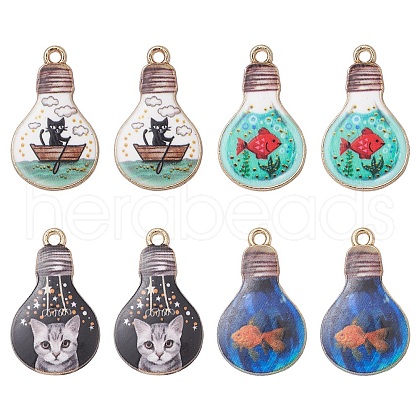 8Pcs 4 Style Alloy Enamel Pendants ENAM-YW0003-06-1