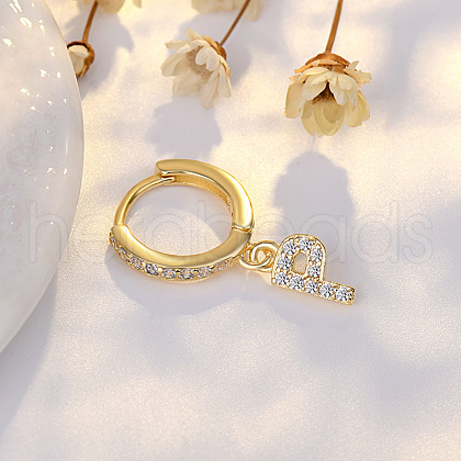 Brass Micro Pave Clear Cubic Zirconia Hoop Earrings WGE85EC-16-1