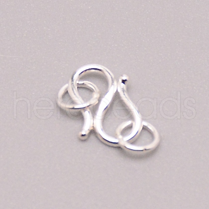 925 Sterling Silver S Shape Clasps STER-WH0001-08B-1