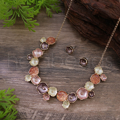 Flower Alloy Enamel Jewelry Set FS-WGE20A8-02-1