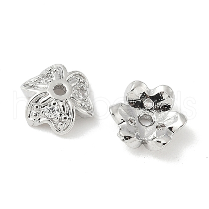 Brass Micro Pave Clear Cubic Zirconia Bead Cap KK-V015-15P-1