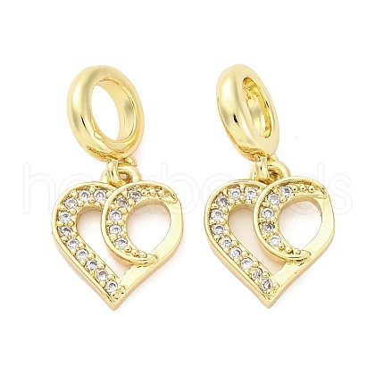 Brass Micro Pave Cubic Zirconia European Dangle Charms KK-D325-19G-01-1