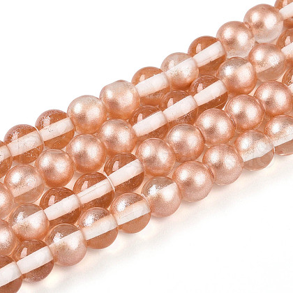 Baking Painted Transparent Glass Beads Strands DGLA-N011-6mm-04-1