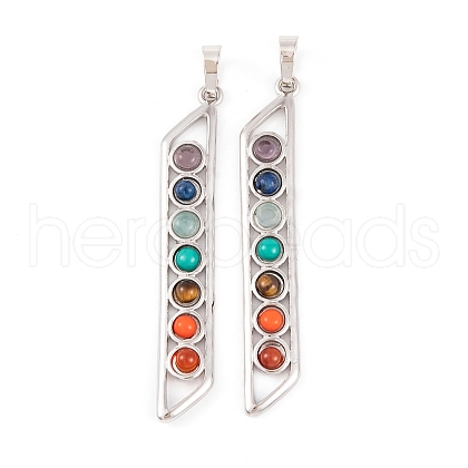 Chakra Natural Tiger Eye & Natural Lapis Lazuli & Natural Carnelian & Synthetic Turquoise & Glass Big Pendants G-NH0025-03P-1