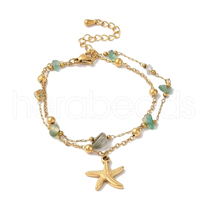Summer Beach Nuggets Natural Agate(Dyed & Heated) Multi-Strand Bracelets BJEW-P326-07C-G-1