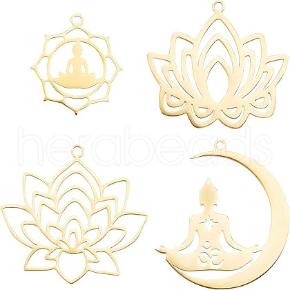 Unicraftale 4Pcs 4 Style 201 Stainless Steel Pendants STAS-UN0032-18-1