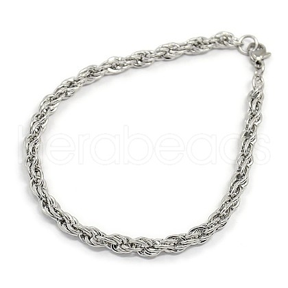 Tarnish Resistant Fashionable 304 Stainless Steel Rope Chain Bracelet Making STAS-A028-B054P-1