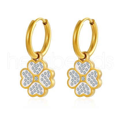 Stylish Stainless Steel Clover Hoop Earrings ZD6745-1