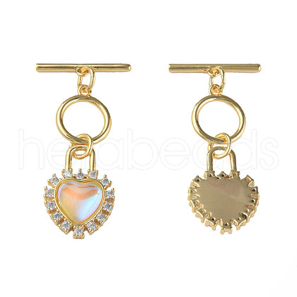 Brass Micro Pave Clear Cubic Zirconia Toggle Clasps KK-N233-246-1