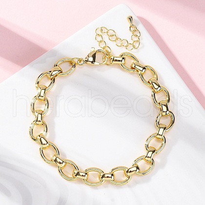 Brass Oval Link Chain Bracelets for Women Men X-BJEW-K273-06G-1