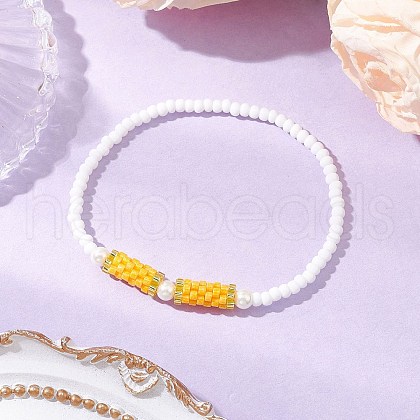 Glass Seed Beads Stretch  Bracelets for Women BJEW-MZ00153-01-1
