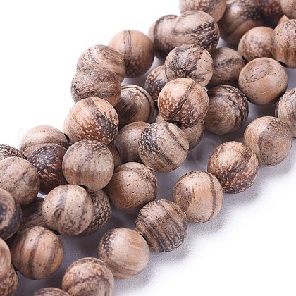 Natural Wood Beads Strands X-WOOD-F008-06-C-1