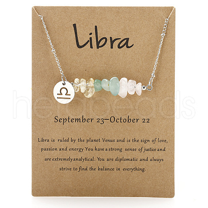 667 Stainless Steel with Natural Yellow Quartz & Natural Green Aventurine & Natural Quartz Crystal Chip Pendant Necklaces FS-WGFED6E-11-1