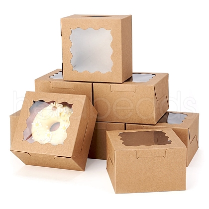 Square Paper Biscuit Boxes with Lace Edged Square Clear Window CON-TAC0001-12A-02-1