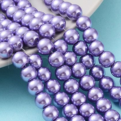 Baking Painted Pearlized Glass Pearl Round Bead Strands X-HY-Q330-8mm-27-1