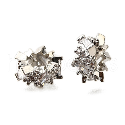 Column Brass Micro Pave Cubic Zirconia Spacer Beads KK-L230-05P-1