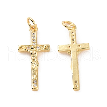 Rack Plating Brass Micro Pave Cubic Zirconia Pendants KK-C008-37G-1