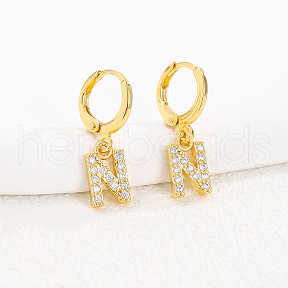 Brass Micro Pave Clear Cubic Zirconia Hoop Earrings FS-WGAF6E5-21-1
