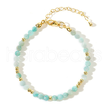 Faceted Natural Amazonite Round Beaded Bracelets for Women SO7261-3-1