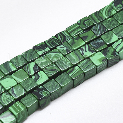 Synthetic Malachite Beads Strands X-G-S357-G17-1