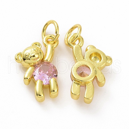 Brass Micro Pave Clear Cubic Zirconia Charms ZIRC-F135-25G-02-1