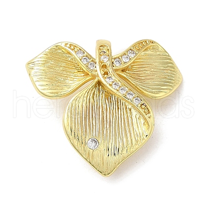 Rack Plating Brass Micro Pave Clear Cubic Zirconia Chandelier Connector Charms KK-F863-08G-1