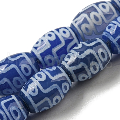 Blue Tibetan Style dZi Beads Strands TDZI-NH0001-C12-01-1