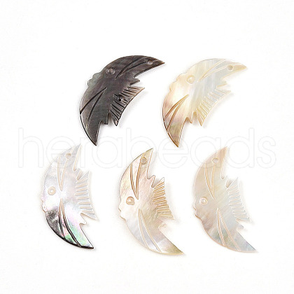 Natural Black Lip Shell Carved Pendants SHEL-N036-14-1