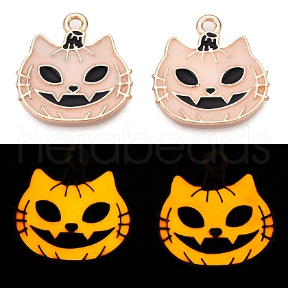 Halloween Theme Rack Plating Luminous Alloy Enamel Pendants ENAM-N056-239G-1