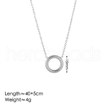 304 Stainless Steel Twisted Ring Pendant Necklaces for Women FS-WGB56F0-02-1