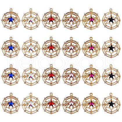24Pcs 6 Colors Faceted Glass Pendants GLAA-SZ0001-90-1