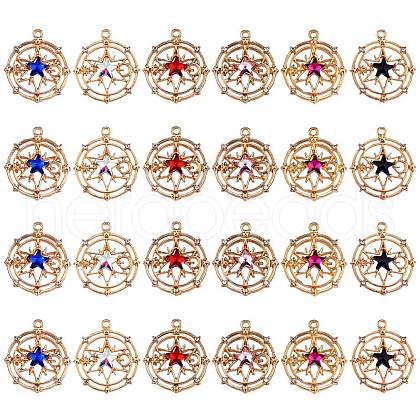 24Pcs 6 Colors Faceted Glass Pendants GLAA-SZ0001-90-1