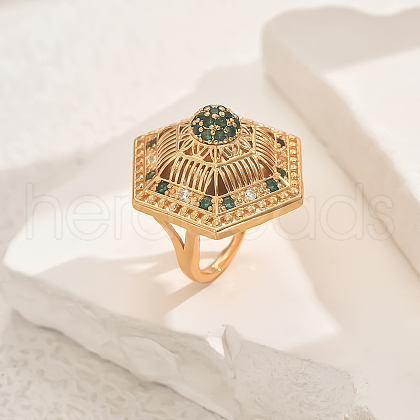 Geometric Brass Micro Pave Cubic Zirconia Adjustable Finger Rings for Women DO6393-3-1