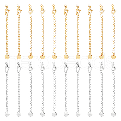 Unicraftale 20Pcs 2 Colors 304 Stainless Steel Chain Extender STAS-UN0060-91-1