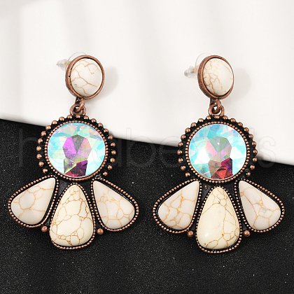 Alloy Synthetic Turquoise Dangle Stud Earrings EJEW-U053-04A-R-1